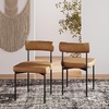 image:imageNathan James Dahlia Modern Kitchen and Dining Chair with Metal Legs and Vegan Leather Upholstery BrownBlack Set of 2Light Brownmatte Black