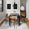 image:imageNathan James Dahlia Modern Kitchen and Dining Chair with Metal Legs and Vegan Leather Upholstery BrownBlack Set of 2Light Brownmatte Black