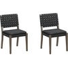 image:imageNathan James Elodia Upholstered Dining Chair with Seagrass Back Solid Wood Modern Dining Room Chair with Natural Flax Upholstery Light BrownBlack