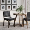 image:imageNathan James Elodia Upholstered Dining Chair with Seagrass Back Solid Wood Modern Dining Room Chair with Natural Flax Upholstery Light BrownBlack