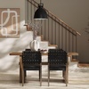 image:imageNathan James Elodia Upholstered Dining Chair with Seagrass Back Solid Wood Modern Dining Room Chair with Natural Flax Upholstery Light BrownBlack