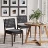 image:imageNathan James Elodia Upholstered Dining Chair with Seagrass Back Solid Wood Modern Dining Room Chair with Natural Flax Upholstery Light BrownBlack