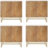 image:imageNathan James Enloe Modern Storage Free Standing Accent Cabinet TV Stand with Doors in a Rustic Pine Wood Finish and Gold Metal Base for Hallway Entryway or Living Room BrownWhiteGold Set of 2Matte Whitenatural Washpale Gold