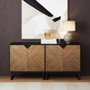 image:imageNathan James Enloe Modern Storage Free Standing Accent Cabinet TV Stand with Doors in a Rustic Pine Wood Finish and Gold Metal Base for Hallway Entryway or Living Room BrownWhiteGold Set of 2Matte Blackbrushed Fir