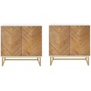 image:imageNathan James Enloe Modern Storage Free Standing Accent Cabinet TV Stand with Doors in a Rustic Pine Wood Finish and Gold Metal Base for Hallway Entryway or Living Room BrownWhiteGold Set of 2Matte Whitenatural Washpale Gold