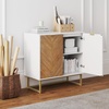 image:imageNathan James Enloe Modern Storage Free Standing Accent Cabinet TV Stand with Doors in a Rustic Pine Wood Finish and Gold Metal Base for Hallway Entryway or Living Room BrownWhiteGold Set of 2Matte Whitenatural Washpale Gold