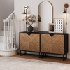 image:imageNathan James Enloe Modern Storage Free Standing Accent Cabinet TV Stand with Doors in a Rustic Pine Wood Finish and Gold Metal Base for Hallway Entryway or Living Room BrownWhiteGold Set of 2Matte Blackbrushed Fir