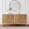 image:imageNathan James Enloe Modern Storage Free Standing Accent Cabinet TV Stand with Doors in a Rustic Pine Wood Finish and Gold Metal Base for Hallway Entryway or Living Room BrownWhiteGold Set of 2Matte Whitenatural Washpale Gold
