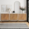image:imageNathan James Enloe Modern Storage Free Standing Accent Cabinet TV Stand with Doors in a Rustic Pine Wood Finish and Gold Metal Base for Hallway Entryway or Living Room BrownWhiteGold Set of 2Matte Whitenatural Washpale Gold