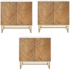 image:imageNathan James Enloe Modern Storage Free Standing Accent Cabinet TV Stand with Doors in a Rustic Pine Wood Finish and Gold Metal Base for Hallway Entryway or Living Room BrownWhiteGold Set of 2Matte Whitenatural Washpale Gold
