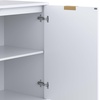 image:imageNathan James Enloe Modern Storage Free Standing Accent Cabinet TV Stand with Doors in a Rustic Pine Wood Finish and Gold Metal Base for Hallway Entryway or Living Room BrownWhiteGold Set of 2Matte Whitenatural Washpale Gold