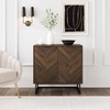 image:imageNathan James Enloe Modern Storage Free Standing Accent Cabinet TV Stand with Doors in a Rustic Pine Wood Finish and Gold Metal Base for Hallway Entryway or Living Room BrownWhiteGold Set of 2Walnutmatte Black