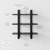 image:imageNathan James Floating Wall Book Shelves 3Tier Display Shelf Decorative Modular Shelf in Solid Wood for Bedroom Nursery Bathroom or Kitchen Set of 2Black Oak