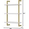 image:imageNathan James Floating Wall Book Shelves 3Tier Display Shelf Decorative Modular Shelf in Solid Wood for Bedroom Nursery Bathroom or Kitchen Set of 2WhiteBrass Gold