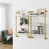 image:imageNathan James Floating Wall Book Shelves 3Tier Display Shelf Decorative Modular Shelf in Solid Wood for Bedroom Nursery Bathroom or Kitchen Set of 2WhiteBrass Gold