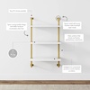 image:imageNathan James Floating Wall Book Shelves 3Tier Display Shelf Decorative Modular Shelf in Solid Wood for Bedroom Nursery Bathroom or Kitchen Set of 2WhiteBrass Gold