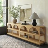 image:imageNathan James Ford Organic Modern Console Table or Arched Storage Cabinet with Open Shelf Storage for Entryway or Living Room Light Brown Set of 3Light Brown