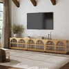 image:imageNathan James Ford Organic Modern Console Table or Arched Storage Cabinet with Open Shelf Storage for Entryway or Living Room Light Brown Set of 3Light Brown
