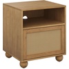 image:imageNathan James Franco Faux Rattan Side Table Nightstand with Storage Rustic Bedside Table with Solid Wood Legs Light Brown