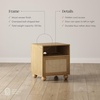 image:imageNathan James Franco Faux Rattan Side Table Nightstand with Storage Rustic Bedside Table with Solid Wood Legs Light Brown