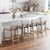 image:imageNathan James Gracie Modern Upholstered Bar Chair Wooden Bar Stool for Kitchen Island with Faux Leather Upholstery Light Brown Set of 2BrownGrey