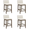 image:imageNathan James Gracie Modern Upholstered Bar Chair Wooden Bar Stool for Kitchen Island with Faux Leather Upholstery Light Brown Set of 2Dark BrownBeige