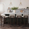 image:imageNathan James Gracie Modern Upholstered Bar Chair Wooden Bar Stool for Kitchen Island with Faux Leather Upholstery Light Brown Set of 2Dark BrownBeige