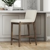 image:imageNathan James Gracie Modern Upholstered Bar Chair Wooden Bar Stool for Kitchen Island with Faux Leather Upholstery Light Brown Set of 2Dark BrownBeige
