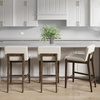 image:imageNathan James Gracie Modern Upholstered Bar Chair Wooden Bar Stool for Kitchen Island with Faux Leather Upholstery Light Brown Set of 2Dark BrownBeige
