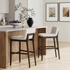 image:imageNathan James Gracie Modern Upholstered Bar Chair Wooden Bar Stool for Kitchen Island with Faux Leather Upholstery Light Brown Set of 2Dark BrownBeige