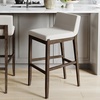 image:imageNathan James Gracie Modern Upholstered Bar Chair Wooden Bar Stool for Kitchen Island with Faux Leather Upholstery Light Brown Set of 2Dark BrownBeige