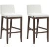 image:imageNathan James Gracie Modern Upholstered Bar Chair Wooden Bar Stool for Kitchen Island with Faux Leather Upholstery Light Brown Set of 2Dark BrownBeige