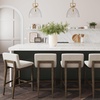 image:imageNathan James Gracie Modern Upholstered Bar Chair Wooden Bar Stool for Kitchen Island with Faux Leather Upholstery Light Brown Set of 2Dark BrownBeige