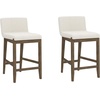 image:imageNathan James Gracie Modern Upholstered Bar Chair Wooden Bar Stool for Kitchen Island with Faux Leather Upholstery Light Brown Set of 2Dark BrownBeige