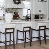 image:imageNathan James Gracie Modern Upholstered Bar Chair Wooden Bar Stool for Kitchen Island with Faux Leather Upholstery Light Brown Set of 2Dark BrownBeige