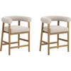 image:imageNathan James Gracie Modern Upholstered Bar Chair Wooden Bar Stool for Kitchen Island with Faux Leather Upholstery Light Brown Set of 2FlaxLight Brown