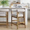 image:imageNathan James Gracie Modern Upholstered Bar Chair Wooden Bar Stool for Kitchen Island with Faux Leather Upholstery Light Brown Set of 2FlaxLight Brown