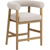 image:imageNathan James Gracie Modern Upholstered Bar Chair Wooden Bar Stool for Kitchen Island with Faux Leather Upholstery Light Brown Set of 2FlaxLight Brown