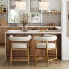 image:imageNathan James Gracie Modern Upholstered Bar Chair Wooden Bar Stool for Kitchen Island with Faux Leather Upholstery Light Brown Set of 2FlaxLight Brown