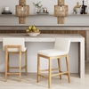 image:imageNathan James Gracie Modern Upholstered Bar Chair Wooden Bar Stool for Kitchen Island with Faux Leather Upholstery Light Brown Set of 2Light BrownBeige