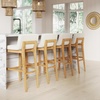image:imageNathan James Gracie Modern Upholstered Bar Chair Wooden Bar Stool for Kitchen Island with Faux Leather Upholstery Light Brown Set of 2Light BrownBeige