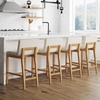 image:imageNathan James Gracie Modern Upholstered Bar Chair Wooden Bar Stool for Kitchen Island with Faux Leather Upholstery Light Brown Set of 2Light BrownBeige