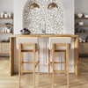 image:imageNathan James Gracie Modern Upholstered Bar Chair Wooden Bar Stool for Kitchen Island with Faux Leather Upholstery Light Brown Set of 2Light BrownBeige