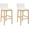 image:imageNathan James Gracie Modern Upholstered Bar Chair Wooden Bar Stool for Kitchen Island with Faux Leather Upholstery Light Brown Set of 2Light BrownBeige