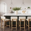 image:imageNathan James Gracie Modern Upholstered Bar Chair Wooden Bar Stool for Kitchen Island with Faux Leather Upholstery Light Brown Set of 2Light BrownBeige