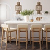image:imageNathan James Gracie Modern Upholstered Bar Chair Wooden Bar Stool for Kitchen Island with Faux Leather Upholstery Light Brown Set of 2Light BrownBeige