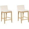 image:imageNathan James Gracie Modern Upholstered Bar Chair Wooden Bar Stool for Kitchen Island with Faux Leather Upholstery Light Brown Set of 2Light BrownBeige