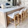 image:imageNathan James Gracie Modern Upholstered Bar Chair Wooden Bar Stool for Kitchen Island with Faux Leather Upholstery Light Brown Set of 2Light BrownBeige