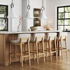 image:imageNathan James Gracie Modern Upholstered Bar Chair Wooden Bar Stool for Kitchen Island with Faux Leather Upholstery Light Brown Set of 2Light BrownBeige