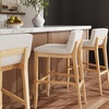 image:imageNathan James Gracie Modern Upholstered Bar Chair Wooden Bar Stool for Kitchen Island with Faux Leather Upholstery Light Brown Set of 2Light BrownBeige